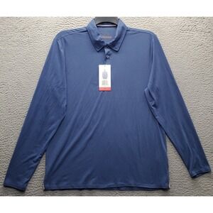 Original Weatherproof Vintage Polo Shirt Mens Medium Blue Long Sleeve Popover